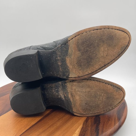 Vintage Custom Pre Ban Sea Turtle Mens 10D Black Western Cowboy Boots - Picture 9 of 13